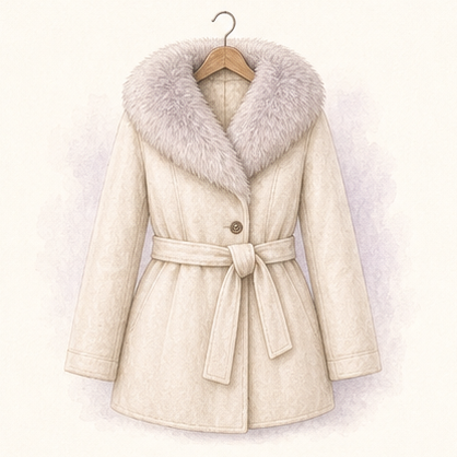 Пальто зимнее с меховым воротом или капюшоном